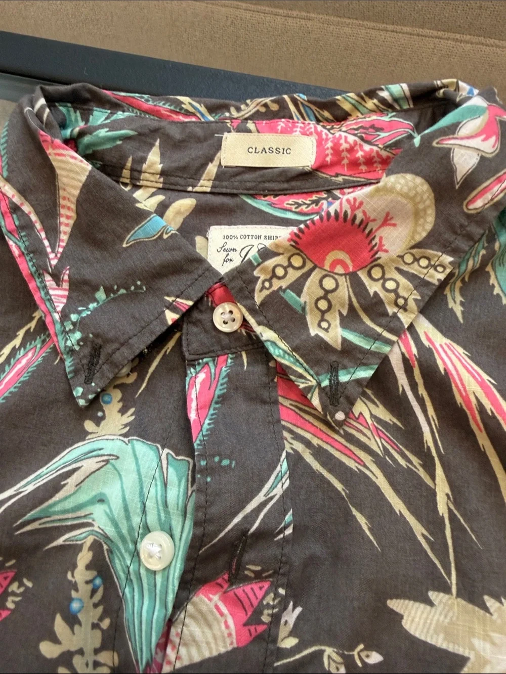 J Crew Summer Weight Floral Button-Up Shirt - Black/Multi